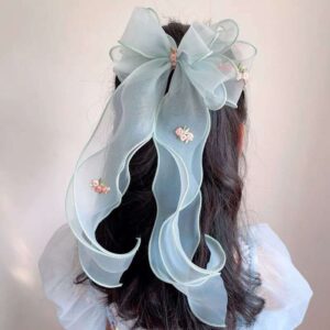 Sheer Blue Organza Ribbon Hair Tie