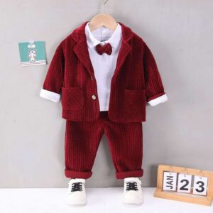 Boys' Vintage Burgundy Velvet Suit