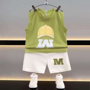 Boys' Sporty Green Tank & White Shorts