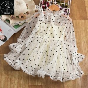 Girls' Vintage Polka Dot Ruffle Dress
