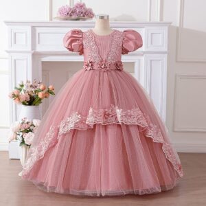 Girls' Dusty Pink Tiered Ballgown